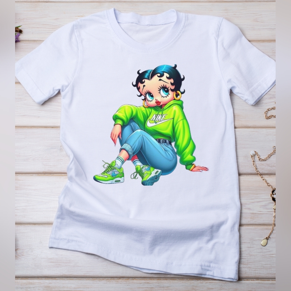 Black Betty Boop Dtf Cartoon Design Graphic Tshirt - Picture 6 of 8